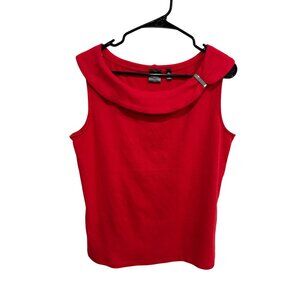 Rafaella Red 100% Cotton Sleeveless Cowl Neck Top Size XL Minimalist Classic